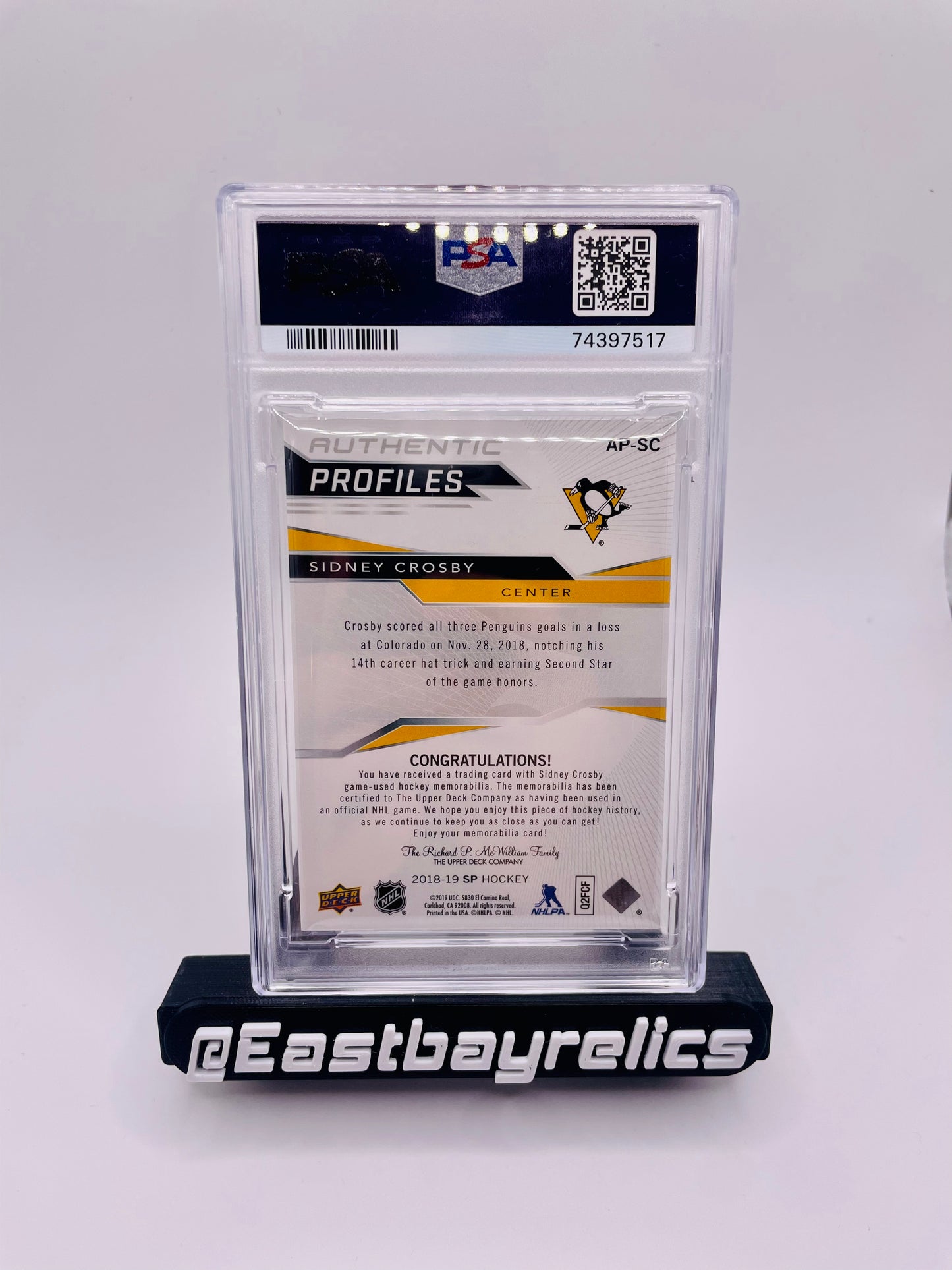 2018-19 SP Sidney Crosby Game used jersey patch