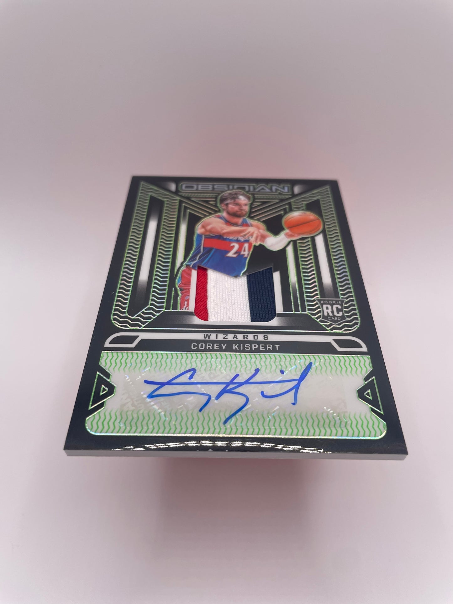 2021-22 Panini Obsidian Corey Kispert. Rookie+Patch+Autograph. ROOKIE Green Etch #’d/15 RPA