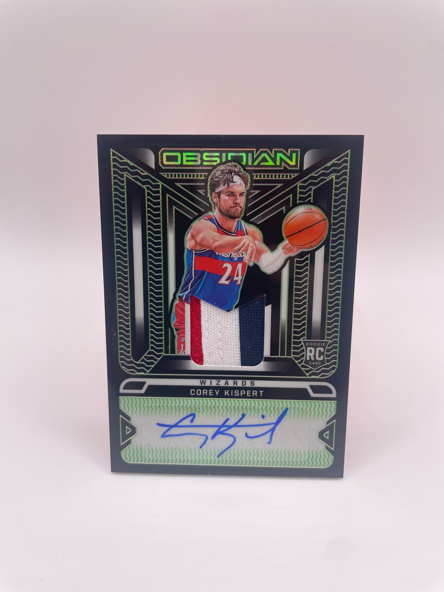 2021-22 Panini Obsidian Corey Kispert. Rookie+Patch+Autograph. ROOKIE Green Etch #’d/15 RPA