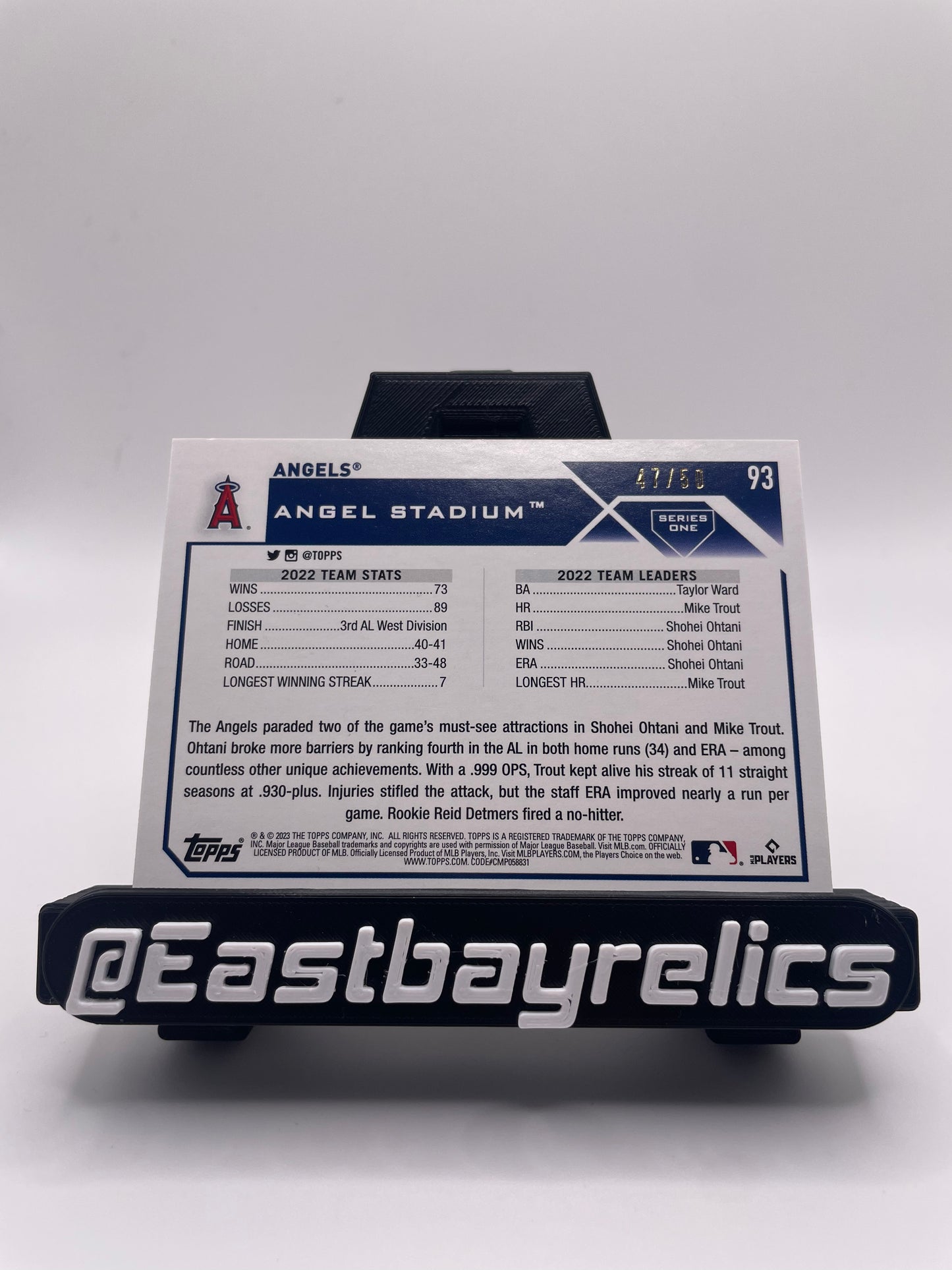 2023 Topps Angels Team card Red Refractor foil #47/50