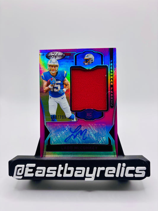 2024 Panini Certified - Freshman Fabric Ladd McConkey #FMS-LMY /299 PINK LA RC