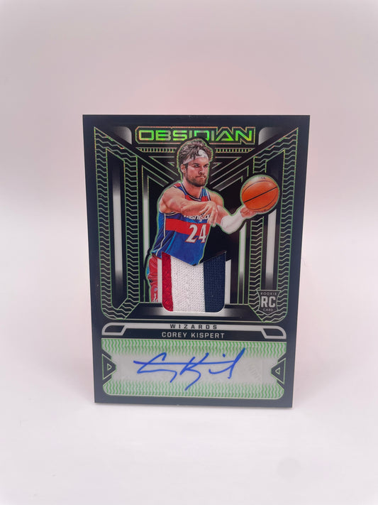 2021-22 Panini Obsidian Corey Kispert. Rookie+Patch+Autograph. ROOKIE  Green Etch #’d/15 RPA