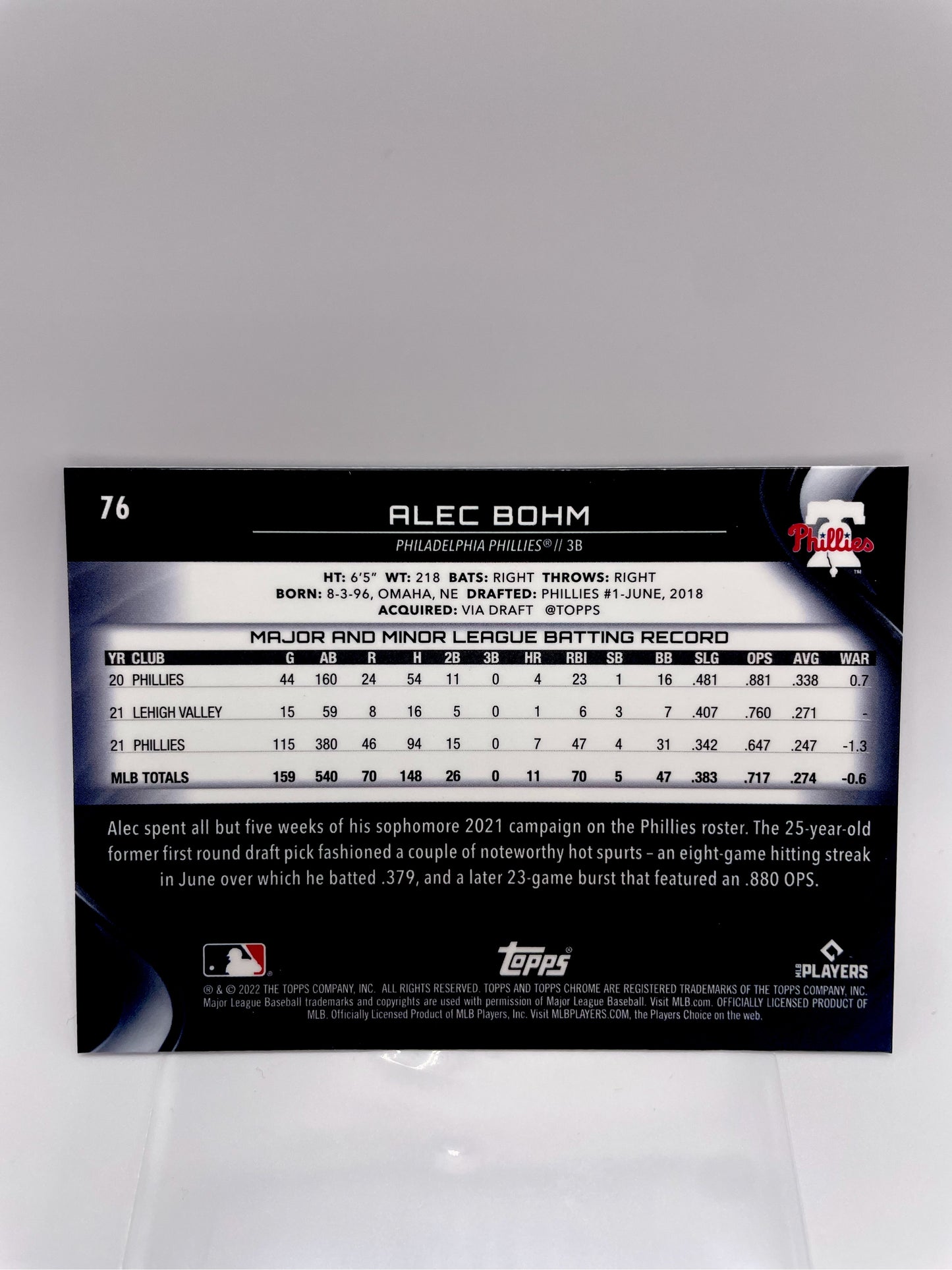 2022 Topps Chrome Black Alec Bohm